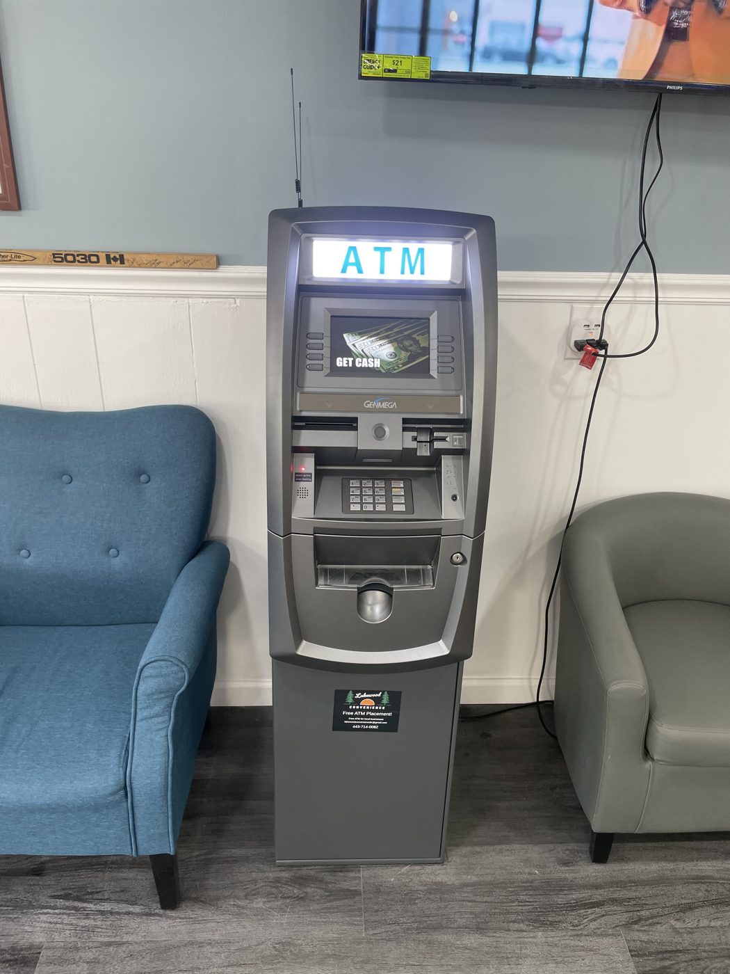 Lakewood ATM in a salon waiting area